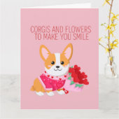 Carte de la Saint-Gall Corgis et Fleurs (Fleur jaune)