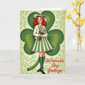 Carte de la Saint-Patrick à jupe rayée (Fleur jaune)