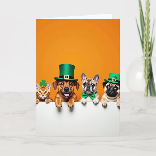 Carte de la Saint-Patrick avec animaux de fête (Devant)