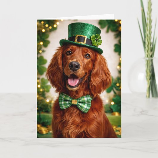 Carte de la Saint-Patrick avec Setter Irlandais, L (Devant)