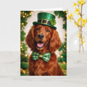 Carte de la Saint-Patrick avec Setter Irlandais, L (Fleur jaune)