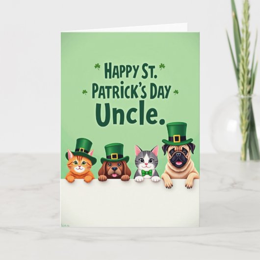 Carte de la Saint-Patrick avec un animal rayé (Devant)