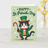 Carte de la Saint-Patrick avec un chat en smoking (Fleur jaune)