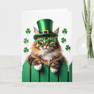 Carte de la Saint-Patrick avec un chat rayé
