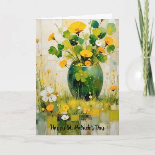 Carte de la Saint-Patrick avec vase vert (Devant)