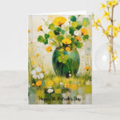 Carte de la Saint-Patrick avec vase vert (Fleur jaune)
