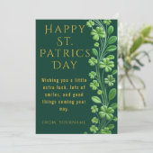 Carte de la Saint-Patrick Chanceux Trèfle Vert Fes (Debout devant)