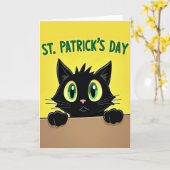 Carte de la Saint-Patrick Chat Noir (Fleur jaune)