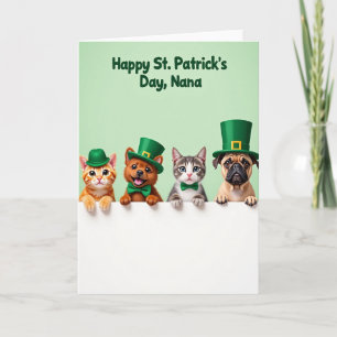 Carte de la Saint-Patrick Green Hats Pets