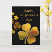 Carte de la Saint-Patrick Joyeux Shamrocks Dorés (Fleur jaune)