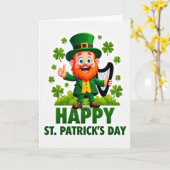 Carte de la Saint-Patrick Leprechaun Joyeuse (Fleur jaune)