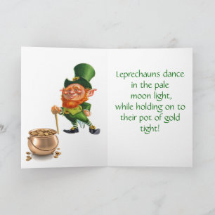 carte de la SAINT-PATRICK, LES LEPRECHAUNS DANSENT