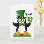Carte de la Saint-Patrick Lucky Penguin (Fleur jaune)