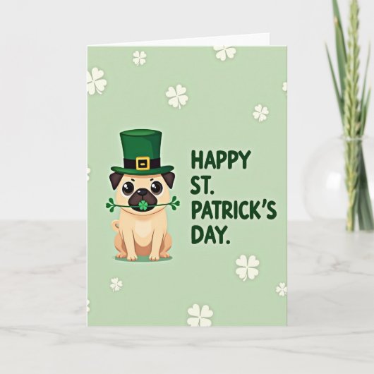 Carte de la Saint-Patrick Lucky Pug (Devant)