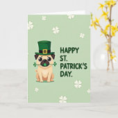 Carte de la Saint-Patrick Lucky Pug (Fleur jaune)