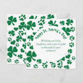 Carte de la Saint-Patrick motif empreinte de patte (Devant / Derrière)