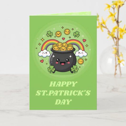 Carte de la Saint-Patrick Pot O’ Gold Fun (Fleur jaune)