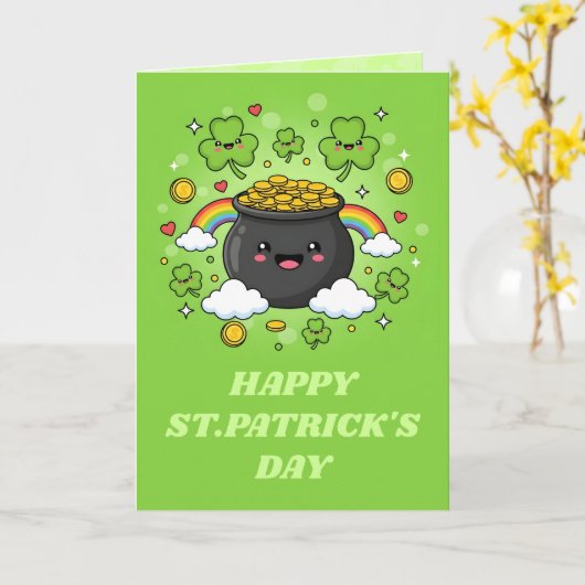 Carte de la Saint-Patrick Pot O' Happiness (Fleur jaune)