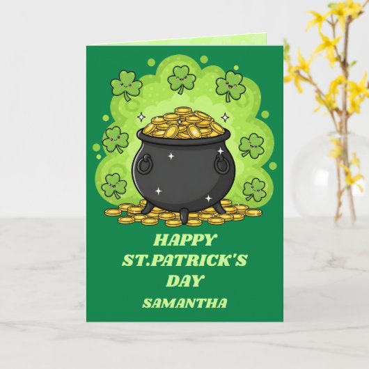 Carte de la Saint-Patrick Pot O’ Luck (Fleur jaune)