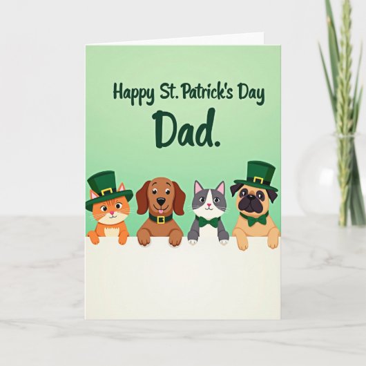 Carte de la Saint-Patrick pour animaux verts (Devant)