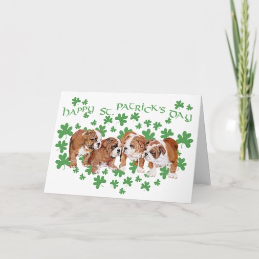 Carte de la Saint-Patrick pour Bouledogue Anglais (Devant)