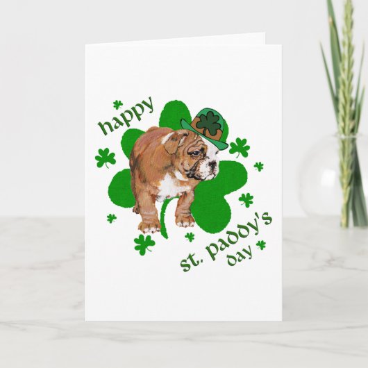 Carte de la Saint-Patrick pour Bouledogue Anglais (Devant)