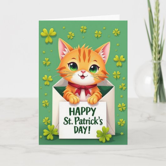 Carte de la Saint-Patrick pour chaton chanceux (Devant)