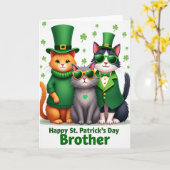 Carte de la Saint-Patrick pour chats joyeux (Fleur jaune)