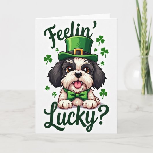 Carte de la Saint-Patrick pour chiot chanceux (Devant)