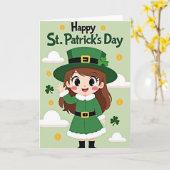 Carte de la Saint-Patrick pour fille (Fleur jaune)