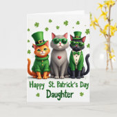 Carte de la Saint-Patrick pour fille avec chats (Fleur jaune)