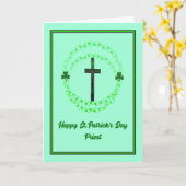 Carte de la Saint Patrick pour Prêtre avec Croix (Fleur jaune)
