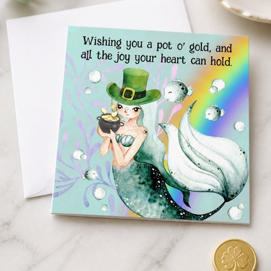 Carte de la Saint-Patrick Sirène et Pot d'Or