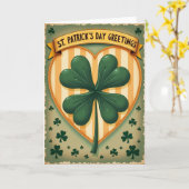 Carte de la Saint-Patrick Vintage Chanceuse (Fleur jaune)