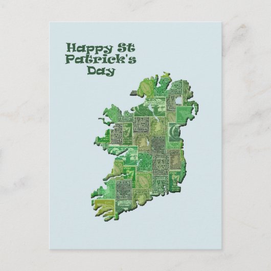 Carte de la Saint Patrick's Day Irlande en timbres (Devant)