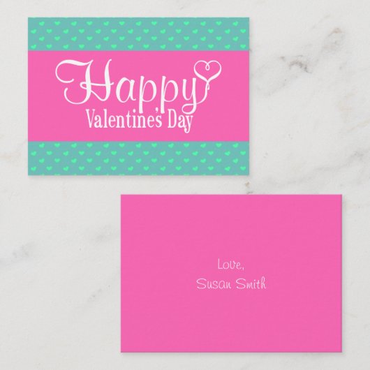 Carte de la Saint-Valentin à billet plat (rose) (Devant / Derrière)