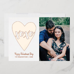 Carte de la Saint-Valentin à coeur XOXO en feuille