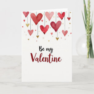 Carte de la Saint-Valentin à cœurs aquarelle