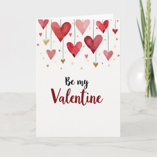 Carte de la Saint-Valentin à cœurs aquarelle (Devant)