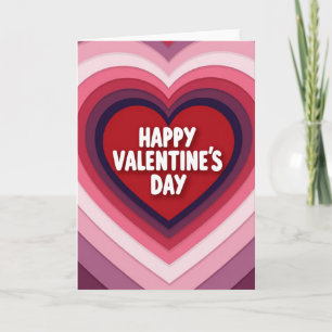 Carte de la Saint-Valentin à coeurs superposés ros