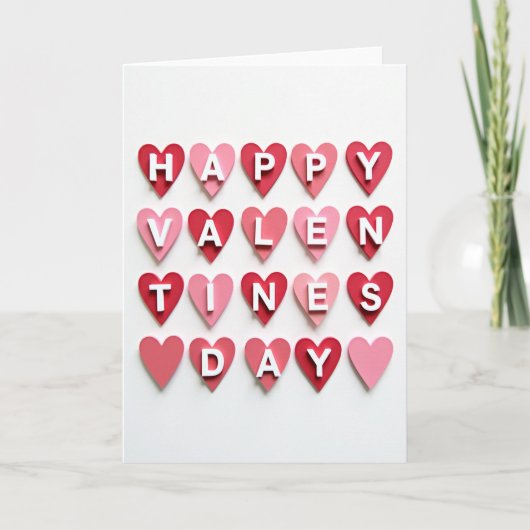 Carte de la Saint-Valentin à coeurs superposés rou (Devant)