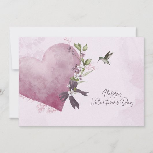Carte de la Saint-Valentin à fleurs roses avec cœu (Devant)