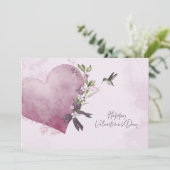 Carte de la Saint-Valentin à fleurs roses avec cœu (Debout devant)