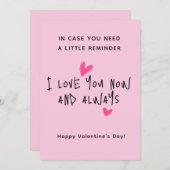 Carte de la Saint-Valentin à l'écriture moderne mi (Devant / Derrière)