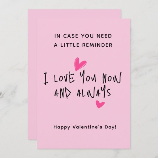 Carte de la Saint-Valentin à l'écriture moderne mi (Devant / Derrière)