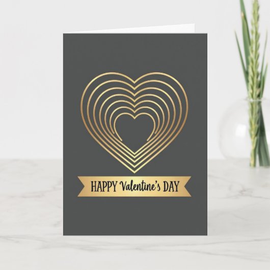Carte de la Saint-Valentin à motif de cœur doré (Devant)