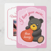 Carte de la Saint-Valentin à plat mignonne Ourse N (Devant / Derrière)
