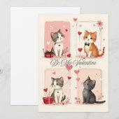 Carte de la Saint-Valentin Adorable Chatons Amour (Devant / Derrière)
