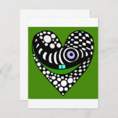 Carte de la Saint-Valentin amour cœur vert funky a (Devant / Derrière)