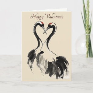 Carte de la Saint-Valentin Amour de Grue Japonaise